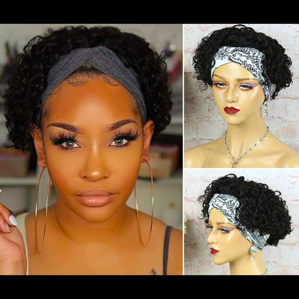 6 inch Human Hair Pixie Cut Headband Wig